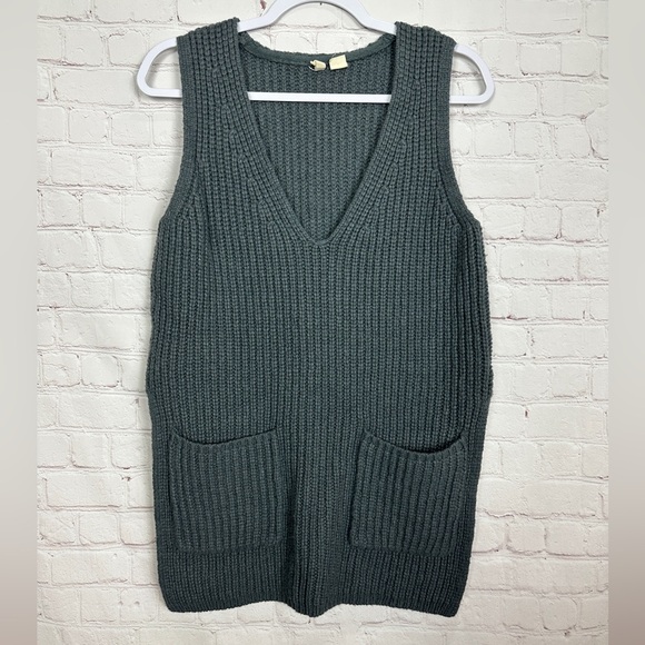 Moth x Anthropologie Gray Alpaca Wool Sleeveless Tunic Chunky Knit Sweater Sz M - Picture 1 of 6